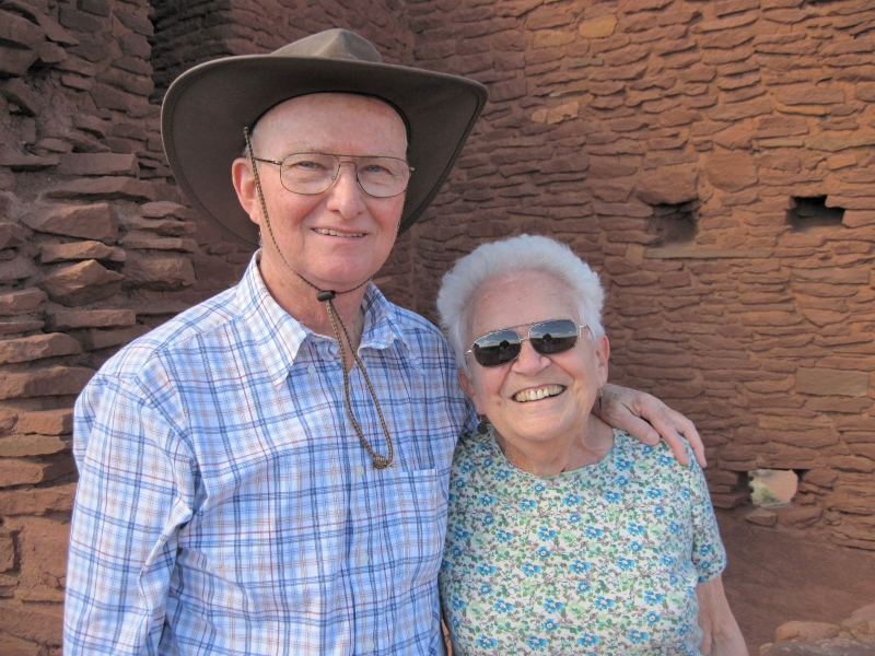 A smiling couple of older adults