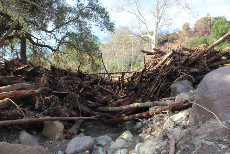 Bridge on Carpinteria Creek after debris flow