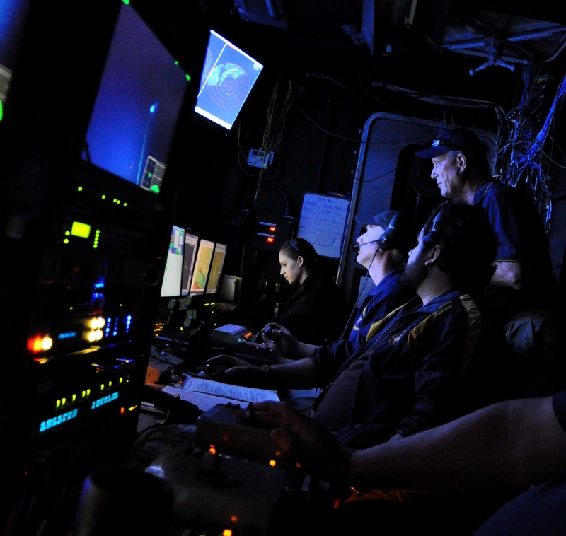 Dr. Robert Ballard in the control van of E/V Nautilus